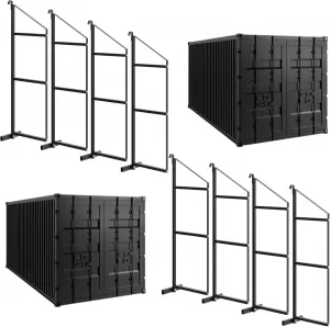 Shipping Container Shelving Bracket 3-Tier, 22x60 in 1100 LBS Powder Coated Steel, for Hanging Cargo Container Heavy Tool Storage, Black