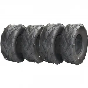 Go-Kart Sport ATV Tires Set of 4 16X6.00-8 Off-Road Tubeless Tires for Agricultural Machinery, Rugged Black