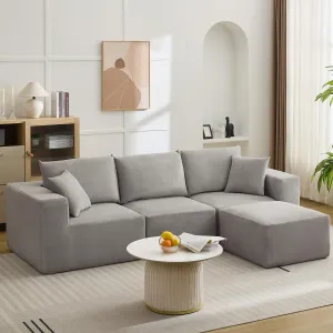 Sectional Modern Sleeper Sofa Couches for Living Room,108”Modern L Shaped Cloud Couch With Deep Seat, No Assembly Modular Convertible Sponge Compression Sofas for Living Room Bedroom