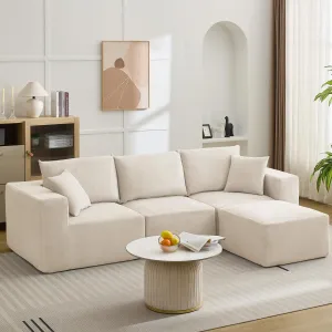 Sectional Modern Sleeper Sofa Couches for Living Room,108”Modern L Shaped Cloud Couch With Deep Seat, No Assembly Modular Convertible Sponge Compression Sofas for Living Room Bedroom