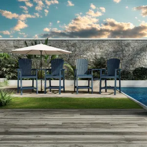 Outdoor Bar Height Adirondack Chairs with Connecting Tray, Ergonomic Comfort, Weather Resistant, Solid Wood, Built-in Footrest, Set of 4, Deck & Patio