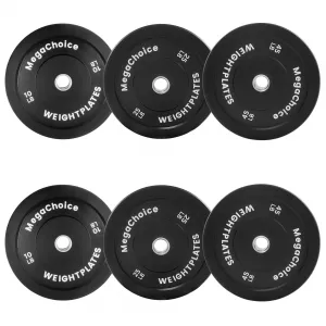 Rubber Bumper Plates Set 10/15/25 LB with Stainless Steel Inserts for Home Gym, Strength Training, Durable Rubber Coating, Black