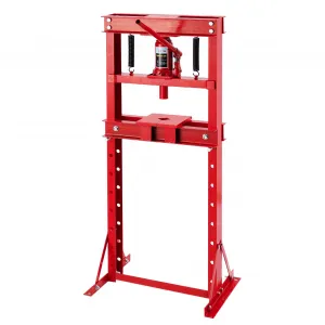 12 Ton Hydraulic Press Heavy Duty H-Frame Garage Floor Shop Press Adjustable Worktable Red for Metal Bending & Straightening