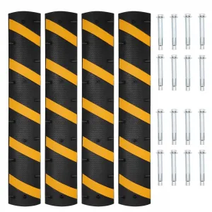 6Ft Recycled Rubber Speed Bump Heavy Duty 2 Inch High Industrial-Grade Durable Non-Slip Textured Modular Design for Road, Driveway, Parking Lots