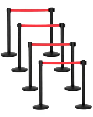 Crowd Control Stanchion Set 8 Pack with Retractable Belt Heavy Duty Barrier for Events Bank Hotel 6.6 ft Red Belt