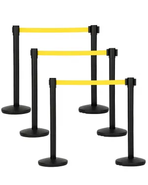 Crowd Control Stanchion Set 6 Pack with Retractable Belt Heavy Duty Barrier for Events Bank Hotel 6.6 ft Yellow Belt
