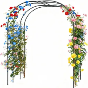 Garden Arch Trellis for Climbing Plants - Heavy-Duty Galvanized Steel, Rust-Resistant Coating, Easy Tool-Free Assembly, Powder-Coated Black, 59x86.6in, Outdoor Wedding Patio Decor