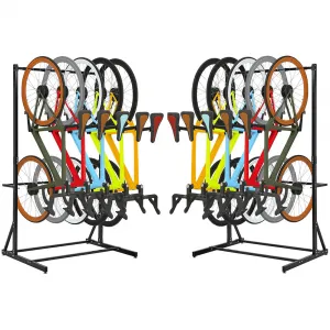 Freestanding Bike Rack 5 Bikes Capacity 400LBS Vertical Storage Stand Garage Indoor Organizer Black