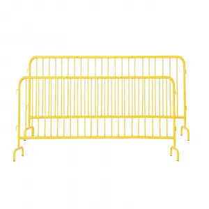 2 Pack Interlocking Steel Barricade Heavy-Duty Metal Barricade with Removable Bridge Feet for Outdoor Event Crowd Control 8.5 ft Rust-Proof Powder Coated