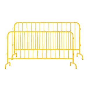 2 Pack Interlocking Steel Barricade Heavy-Duty Metal Barricade With Removable Bridge Feet For Outdoor Event Crowd Control 6.5 Ft Rust-Proof