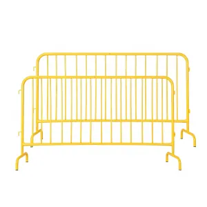 2 Pack Interlocking Steel Barricade 5.5 ft Heavy-Duty Metal Barricade Rust-Proof Powder Coated Outdoor Crowd Control Black