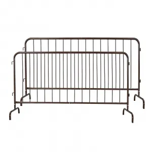 2 Pack Interlocking Steel Barricade 8 ft Heavy-Duty Metal Barricade Rust-Proof Powder Coated Outdoor Event Crowd Control