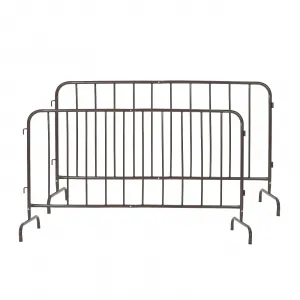 2 Pack Interlocking Steel Barricade 6 ft Heavy-Duty Metal Barricade with Removable Bridge Feet for Outdoor Event Crowd Control, 6 ft, Rust-Proof Powder Coated