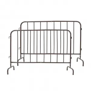 2 Pack Interlocking Steel Barricade 5 ft Heavy-Duty Metal Barricade Rust-Proof Powder Coated Outdoor Crowd Control