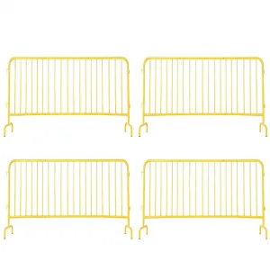 4 Pack Interlocking Steel Barricade Heavy-Duty Metal Barricade with Removable Bridge Feet for Outdoor Event Crowd Control 8.5 ft Rust-Proof Powder Coated