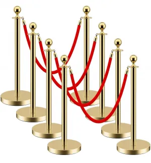 8Pack Stanchions With 5FT Black Ropes, Crowd Control Barrier, Black Stanchions Queue Barrier Line Divider, Fillable Plastic Base, Theaters Clubs Hotels Museums Exhibition