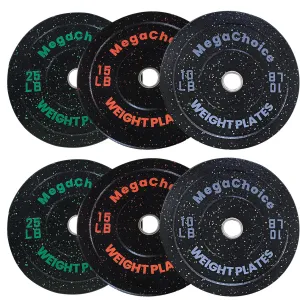 100 Lb Rubber Weight Plates Set, 2 Inch Olympic Bumper Plates for Home Gym Strength Training, Multi-Color