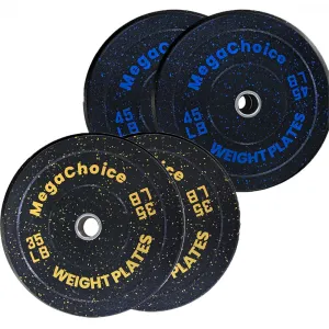 2-Inch Bumper Plates High Bounce Olympi Weight Plate Set 160lbs Colored Rubber Strength Training for Home Gym