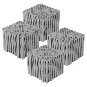 Non-Slip Modular Interlinked Bath Floor Mat Tiles – 12"x12" Drainage PVC, Waterproof, Cushioned, Easy Install – Ideal for Garage, Bathroom, Pool, Patio, Outdoor Shower – 100 Pack, Gray