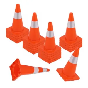 12-Pack 28" Traffic Cones With Reflective Collars & PVC Base For Road Parking, Construction, Home Use, Orange
