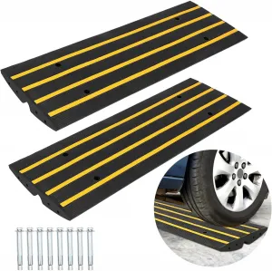 48in Rubber Driveway Ramp 2 Pack Heavy-Duty Durable Weather-Resistant Recycled Rubber Non-Slip Portable Garage Curb Ramp for SUVs Trucks