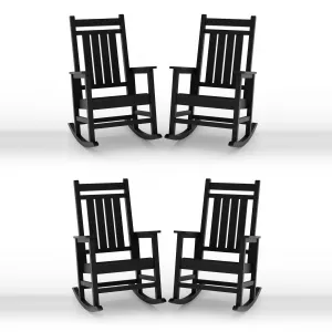 Outdoor HDPE Rocking Chairs Set of 4, Oversized, All-Weather Resistant, Heavy Duty Plastic Rockers, Easy Maintenance, Porch and Patio Use