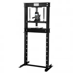 12-Ton H-Frame Hydraulic Shop Press - Heavy-Duty Garage Floor Press with Adjustable Height and Stamping Plates, Includes Gloves, Black