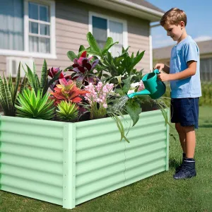 Raised Garden Bed 6x3x2 FT Galvanized Steel Durable Rust-Resistant Open Base Tool-Free Assembly Green Outdoor Gardening