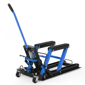 Hydraulic Motorcycle Lift Jack - 1500 lbs Capacity ATV Scissor Jack with 4.7"-14.57" Height Adjustment, Non-Slip Platform for Motorcycles, ATVs, and UTVs, Black Blue
