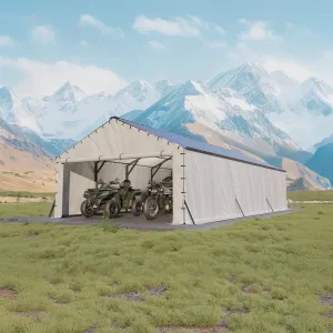 All-Weather Enclosed Steel Carport Garage – 20x30 FT Vertical Roof Shelter for Multiple Vehicles – Outdoor Storage for Full-Size Pickup Trucks, Boats, Tractors – Size: 20x30FT