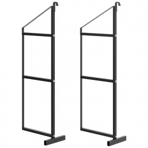 2PCS Shipping Container Shelving Brackets, 3-Tier 22''D x 60''H Black Powder Coated Steel Shelf Support for Cargo Storage, Easy to Hang and Remove for Heavy Duty Containers, Workbenches