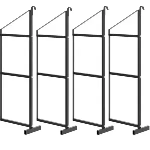 Shipping Container Shelving Brackets 4PCS, 3-Tier 22''D x 60''H Black Powder Coated Steel Shelf Support for Cargo Storage, Easy to Hang and Remove for Heavy Duty Containers, Workbenches