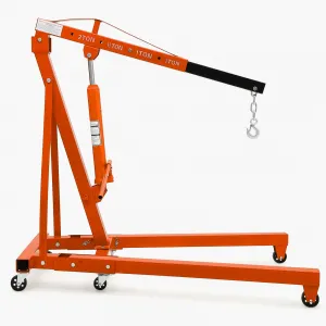 2 Ton Engine Hoist, Hydraulic Cherry Picker Crane, Heavy-Duty Folding Shop Crane with 6 Casters, Engine Lift for Garage and Workshop, Orange