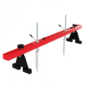 Engine Support Bar, 1100 lbs Capacity Transverse Motor Lift Hoist with Dual Hooks, 2-Point Holder for Home Garage and Auto Repair Shop, Red