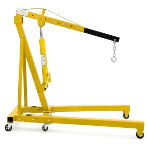 2-Ton Engine Hoist with Lever - Heavy-Duty Folding Cherry Picker Engine Lift Hydraulic Shop Crane, 4000 lbs Capacity, Yellow