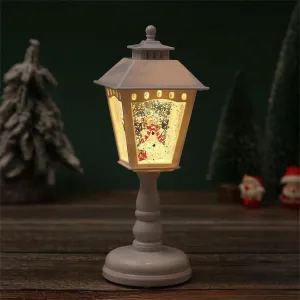 Christmas Santa Wind Lanterns Ornament Outdoor Decorative Lights Music Box for Merry Christmas Home Decoration B-50 White Snowman