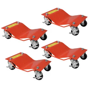 Car Dolly Set of 4 - Heavy-Duty Vehicle Wheel Dollies for Moving Cars, Motorcycles, and Trucks in Garage, 6,000 lbs Capacity, Orange