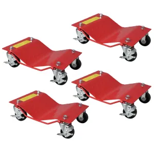 Red Car Dollies Set of 4 Heavy Duty Vehicle Wheel Dolly for Garage Moving Cars Motorcycles Trucks 11.8x16x4.3 in