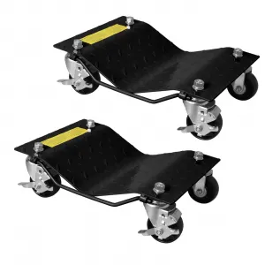 Black Car Wheel Dolly Set of 2 Heavy Duty Vehicle Dollies for Motorcycles Trucks Trailers 3000 LB Capacity