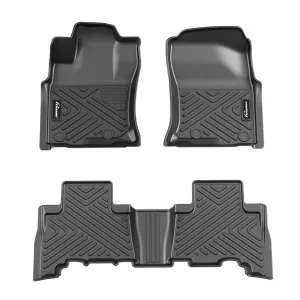 Floor Mats, TPE All Weather, Custom Fit for Toyota 4 Runner 2013-2024 & Lexus GX460 2014-2023, Front & 2nd Row, Black
