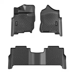 Floor Mats for 2017-2021 Nissan Titan & XD Crew Cab, TPE All Weather Custom Fit Floor Liner, Black
