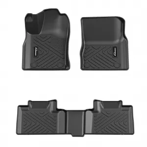 Floor Mats TPE Custom Fit for 2016-2021 Jeep Grand Cherokee Dodge Durango Black All Weather 1st 2nd Row