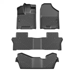 Floor Mats for Honda Pilot 2016-2022, TPE All Weather Custom Fit Floor Liners, Front 1st & 2nd & 3rd Row, Black