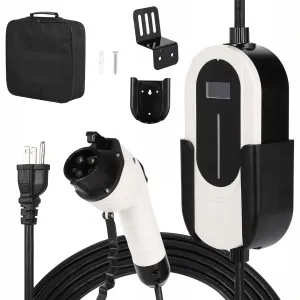 Level 1 EV Charger 15A 110V NEMA 5-15 Plug Adjustable Current & Timer UL TUV Certified 25ft Cable Portable Home Use