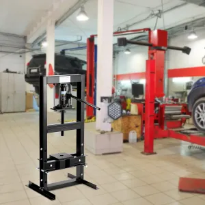 6 Ton Hydraulic Press Heavy Duty H-Frame Floor Shop Press with Adjustable Workbench & 2 Press Plates for Metal Bending, Straightening, Automotive Repair, Black