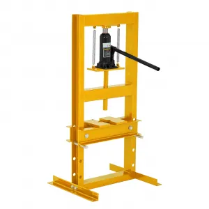 6 Ton Hydraulic Shop Press - Heavy-Duty H-Frame Floor Bearing Press with Steel Plates & Adjustable Bed for Garage Bending, Bearings, U-Joints, and Metalworking, Yellow
