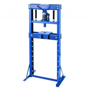 12 Ton Hydraulic Press Heavy Duty H-Frame Floor Shop Press with Adjustable Workbench & 2 Press Plates for Metal Bending Straightening Automotive Repair Garage Use Blue