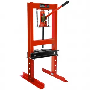 6 Ton Hydraulic Press Heavy Duty H-Frame Floor Shop Press Adjustable Workbench Metal Bending Straightening Automotive Repair Red