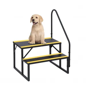 2 Step RV Stairs with Handrail, Hot Tub Steps Metal with Non-Skid Tapes, Portable Stairs Steps for RV, Mobile Home Stairs Travel Trailers, Camper, Hot Tub, Ground-Pool for Indoor & Outdoor