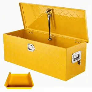 30"x15"x15" Aluminum Truck Bed Tool Box, Weatherproof Storage Chest with Lock & Keys, Side Handles, Gas Strut Lid, Large-Capacity Heavy-Duty Organizer for Pickup, Trailer, and RV, Yellow